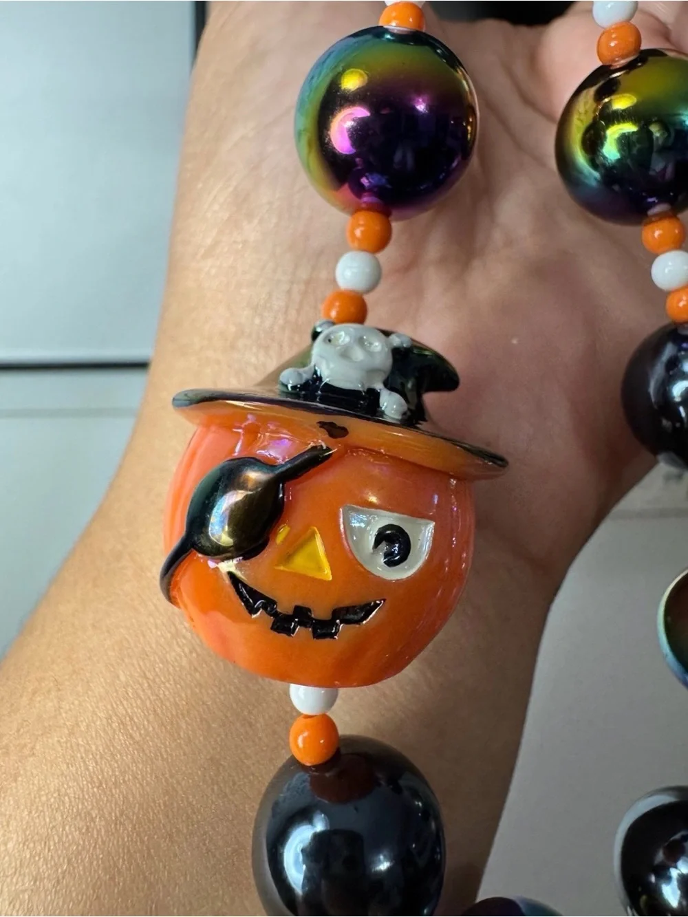 Halloween Pumpkin Pirate Charm Rainbow Chrome Phone/Key/Bag Chain #P547